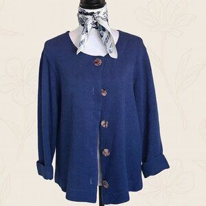 CMC Blue Button Cardigan Sweater XL Made in USA